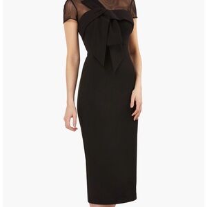 JS Collections Black Midi Dress with Bow Accent